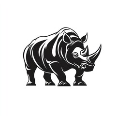 Fototapeta premium Monochrome rhinoceros illustration