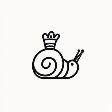 Simple black line drawing of a snail wearing a crown