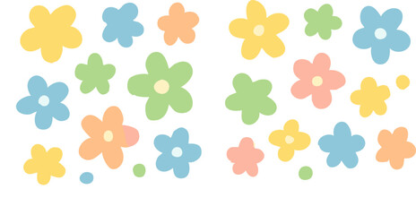 Pastel-Colored Simple Flower Pattern Design.