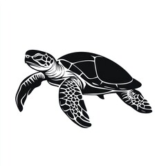Fototapeta premium Black and white illustration of a sea turtle