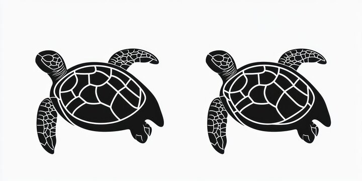Two black silhouette sea turtles (1)