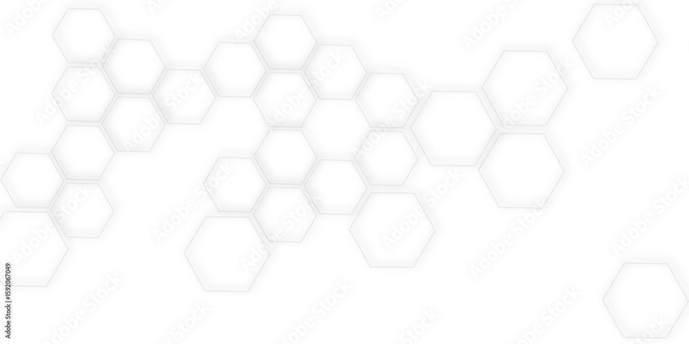Poster futuristic 3d white light out line hexagon geometric structure featuring abstract polygonal honeycom