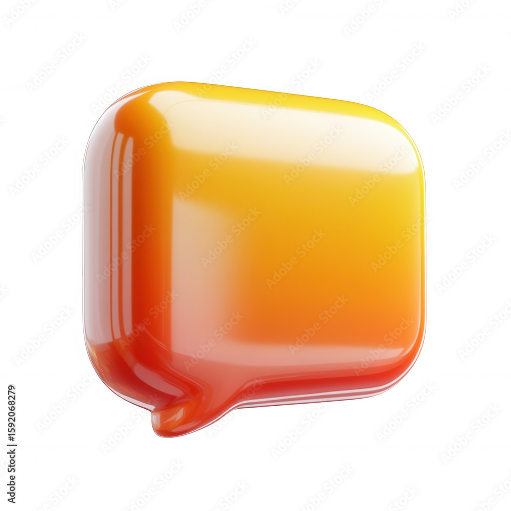 Fototapete 3d icon peach and yellow chat bubble is showing typing indicator with four dots on a transparent bac