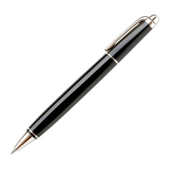 Classic black ballpoint pen isolated on transparent background, ideal for business, writing, and office related designs