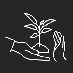 hand holding a tree with a green leaf