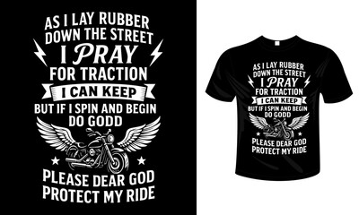 Motorcycle Biker T-Shirt Design with Rider's Prayer and Angel Wings
