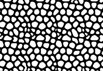 Abstract giraffe spot pattern black and white seamless repeating background