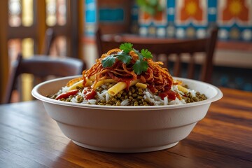 Koshari Bowl To-Go - Egyptian Food That Brings Authentic Street Flavors Anywhere: Discover the Perfect Portable Meal Combining Lentils, Rice, Pasta, and Tangy Tomato Sauce for On-the-Go Enjoyment