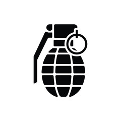 Black and white icon of a hand grenade