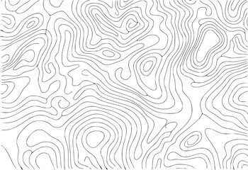 Abstract topographic map pattern with contours and lines on white background