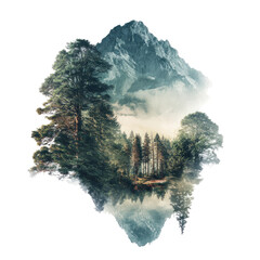 Misty mountain landscape, framed