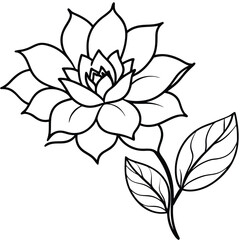 Elegant line art floral illustration featuring delicate botanical elements and blooming flowers in a classic design style