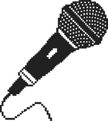 Pixel art microphone isolated on white background retro audio technology symbol, classic music performance or podcast element