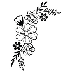 Elegant floral line art illustration with delicate botanical elements and intricate detailing perfect for decorative designs