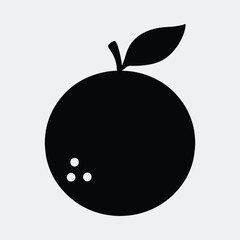 Silhouette orange fruit with leaf minimalistic flat design vector illustration