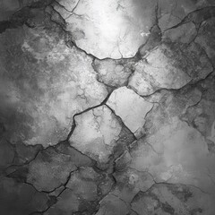 Grayscale Cracked Concrete Texture Background.