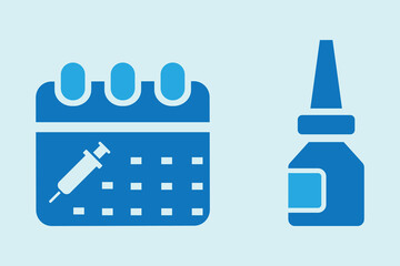 vaccination solid icon. Syringe injection Virus being injected with vaccine syringe and  vector illustration.