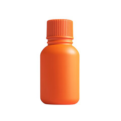 Orange plastic bottle with ribbed cap on transparent background