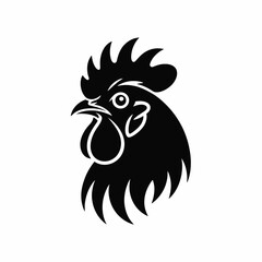 Obraz premium Bold black silhouette of a rooster s head