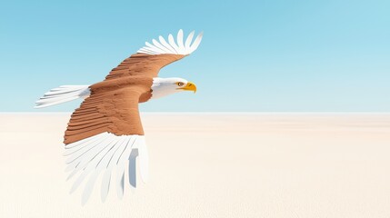 Majestic Eagle Soaring Over Serene Horizon in Bright Sky