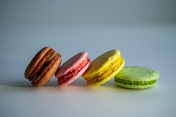 A set of delicious fresh colorful macaroons with different flavors