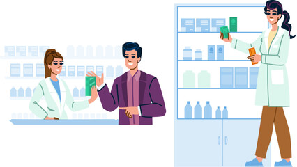 medication pharmacist woman vector