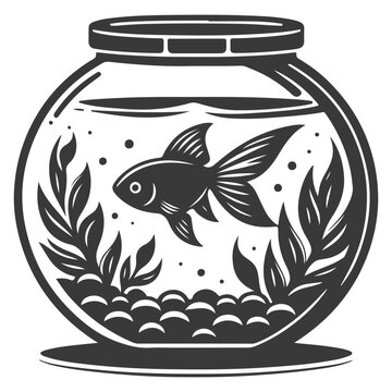 aquarium with goldfish vector 