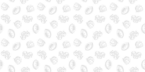 Fototapeta premium Rugby ball pattern background.American football sports pattern background. Rugby ball doodle Illustration background.