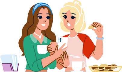 style teen girls cafe vector