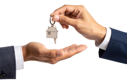 Real Estate Agent Handing Over Keys to New Homeowner, Isolated on Transparent Background - Powered by Adobe