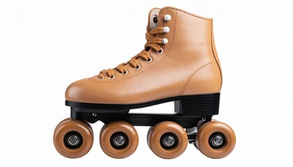 Classic Tan Roller Skate with High-Top Boot and Black Frame