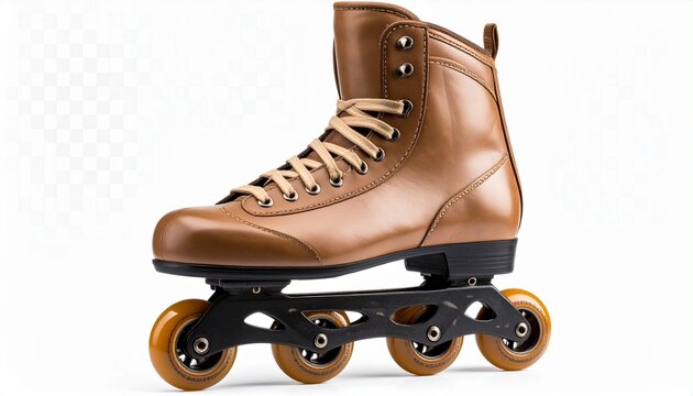Classic Tan Roller Skate with High-Top Boot and Black Frame