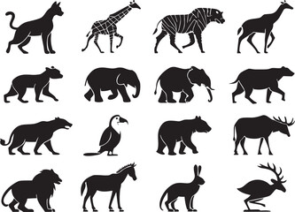 Obraz premium Vector cartoon animals icon set with white background 