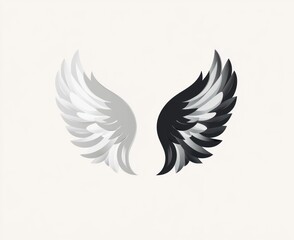Fototapeta premium Pair of wings, black and white