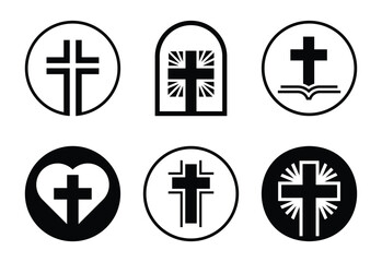 Diverse Christian Cross Symbols Representing Faith Belief and Religious Church Traditions