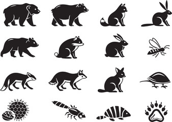 Obraz premium Vector cartoon animals icon set with white background 
