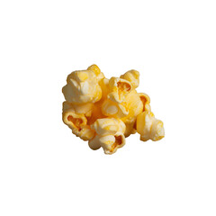Close-up of delicious buttery popcorn kernels isolated on transparent background