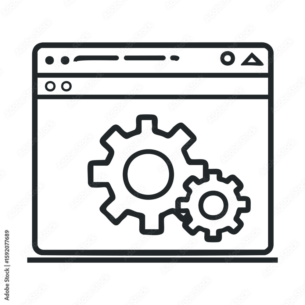 Poster website settings concept with gears for digital tools and features