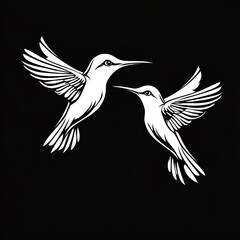 Obraz premium Two hummingbirds in flight, elegant design