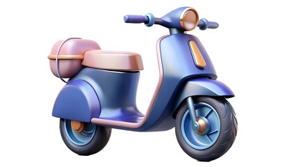 Obraz premium Cute 3d rendered blue and pink retro scooter with storage box