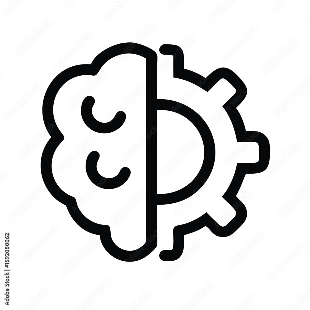 Poster brain gear icon artificial intelligence machine learning thinking process concept symbol vector desi