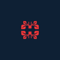 Abstract H logo with leaf motifs in a modern, minimalist color scheme for brands