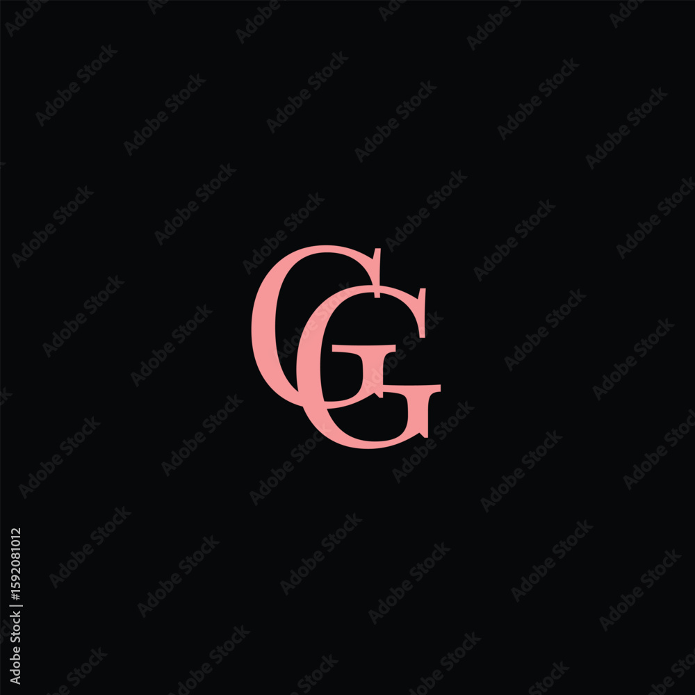 Poster elegant linked pink initials on a dark background for logo design