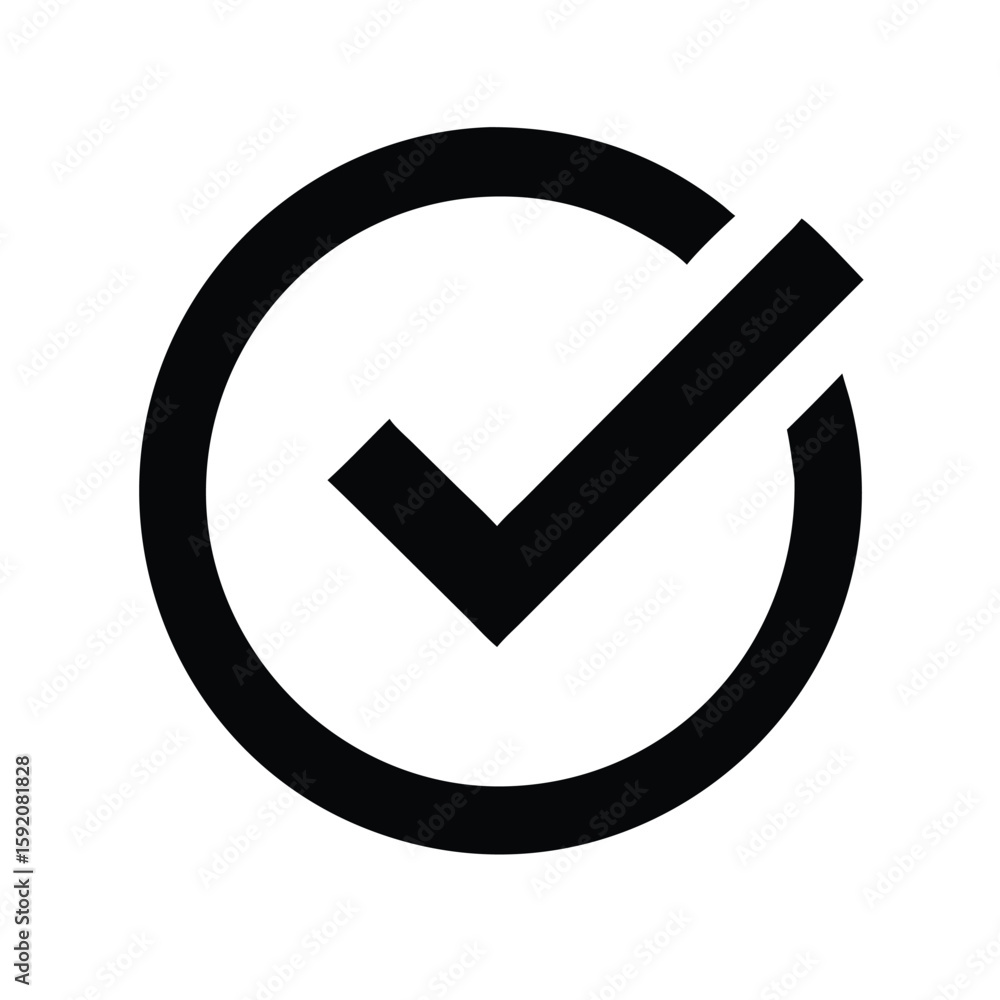 Poster check mark icon vector graphic illustration symbol for success approval and verification sign design