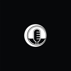 Minimalist podcast icon design on black background broadcasting concept