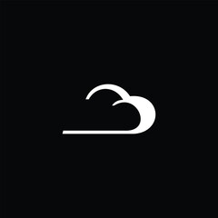 A minimalist vector logo featuring a stylized cloud shape in white on a solid black background
