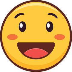 A cheerful, cartoon-style emoticon with a wide, joyful smile and rosy cheeks.