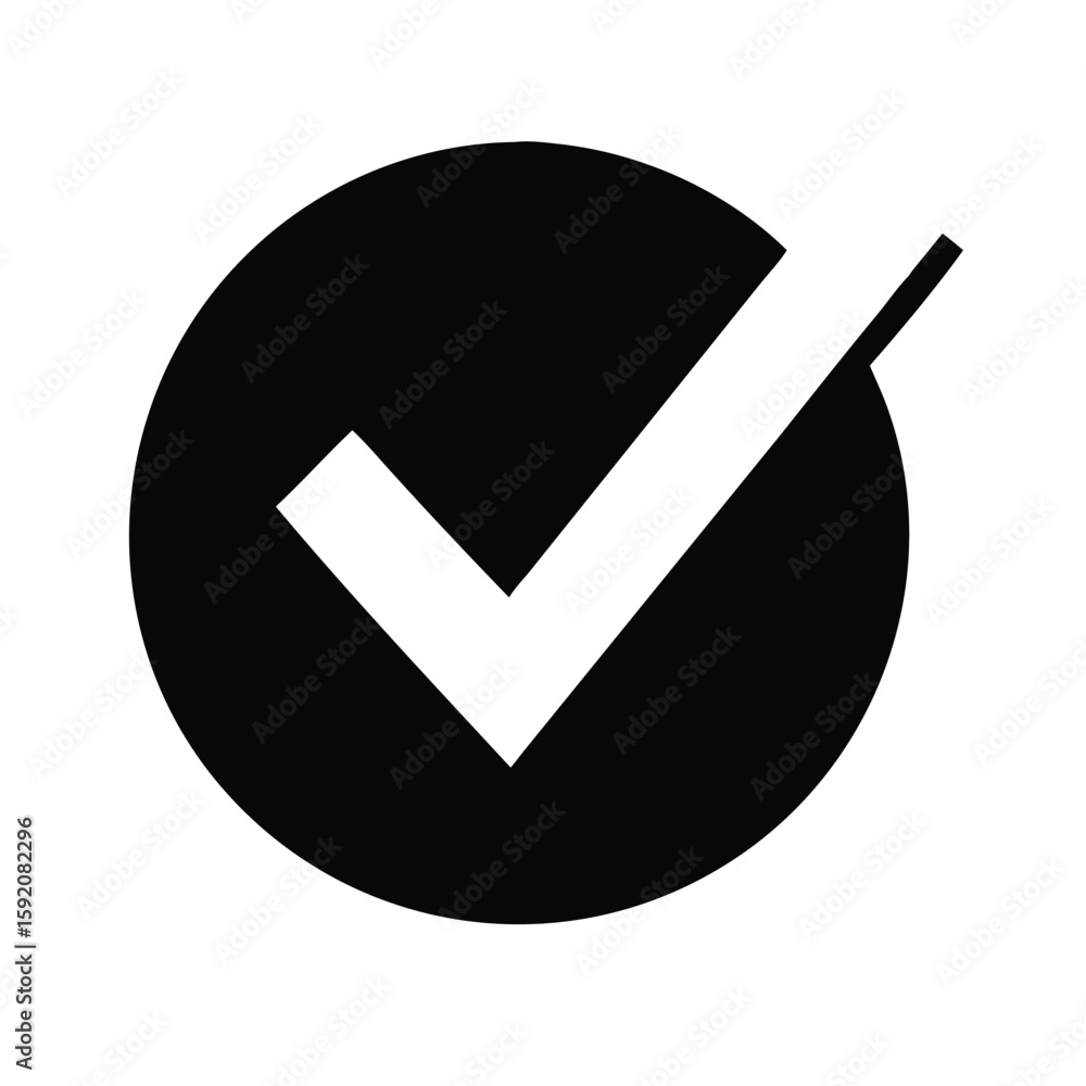 Aufkleber check mark icon vector illustration symbol for correct choice approval success and verification desi