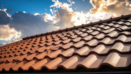 Rooftop tiles under a dramatic sky