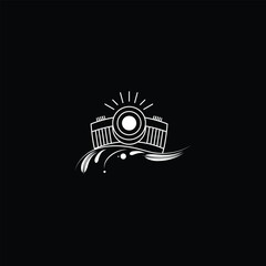 ilustration line camera vintage logo design